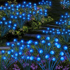 Kohlrabi Solar Garden Lights Outdoor, 4 Pack 40 LED Solar Blue Firefly Lights Waterproof, Starburst Wind Swaying Light for Outside Yard Patio Planter Flower Bed Walkway Christmas Decoration