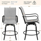 Yaheetech Patio Swivel Barstools Outdoor Chairs Set of 6, High Bistro Stools Outdoor Furniture, All-Weather Patio Stools for Outside, Beach, Lawn, Poolside and Garden, Black/Light Gray