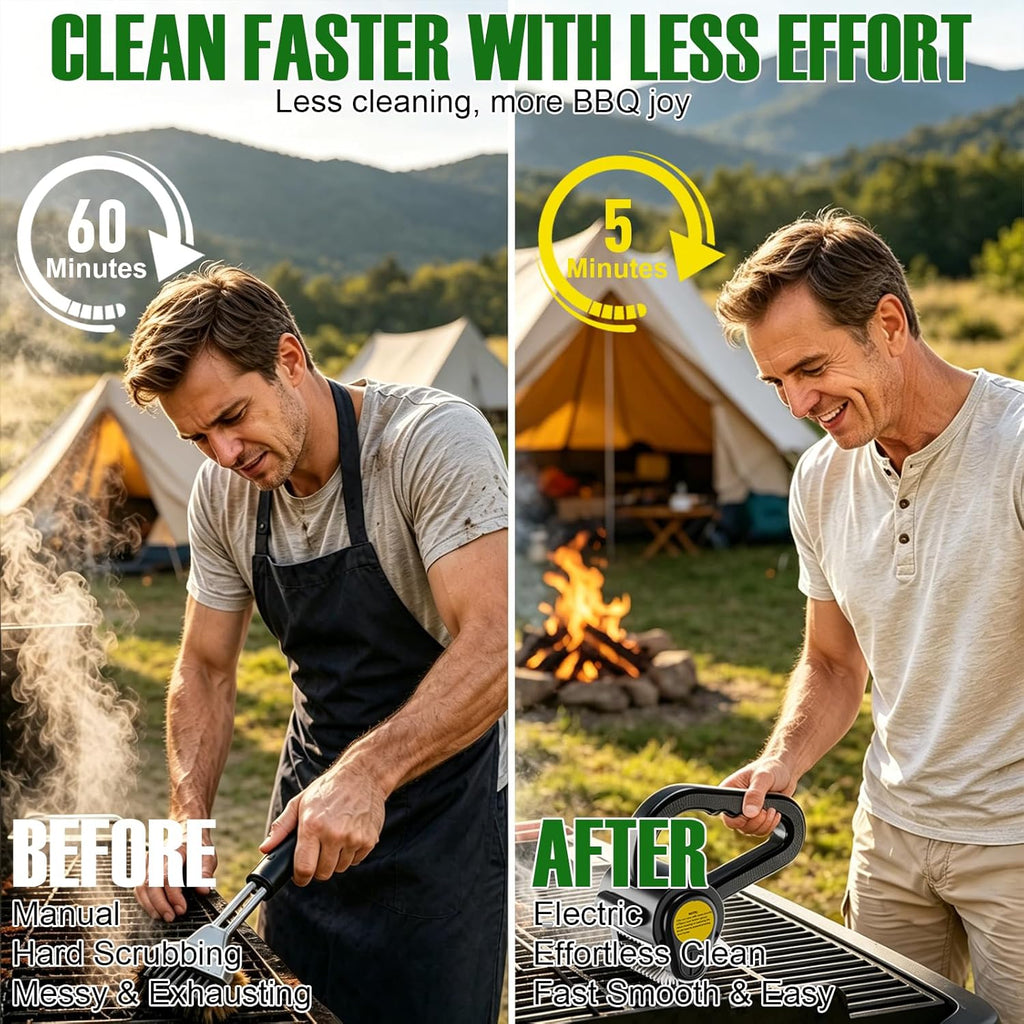 Electric Grill Brush for Outdoor Grill - 4400mAh Rechargeable BBQ Grill Cleaner with LED Light/Screen,150-Min Runtime Cordless Grill Cleaning Brush for Barbecue Grates, No Bristle Shedding