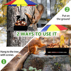 Squirrel Feeder with Umbrella Metal Squirrel Feeders for Outside Funny with Corn Cobs Durable Squirrel Picnic Table Feeder with Solid Structure Cute Chipmunk Feeder for Corn Peanuts