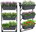 giantex 3-tier vertical railing planter, adjustable hanging planter, main product view