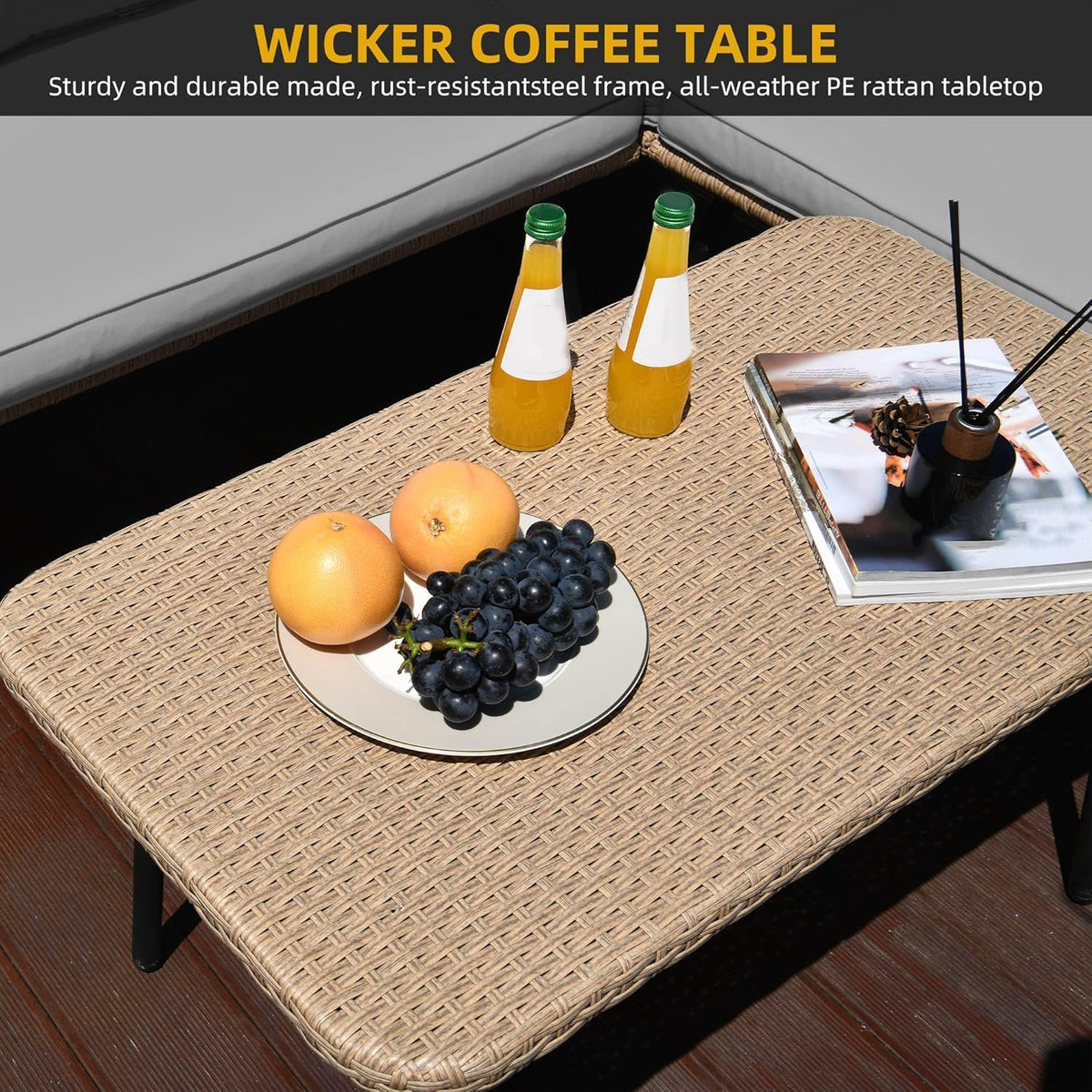 dwvo patio furniture set, 4 pieces outdoor patio showing dimensions
