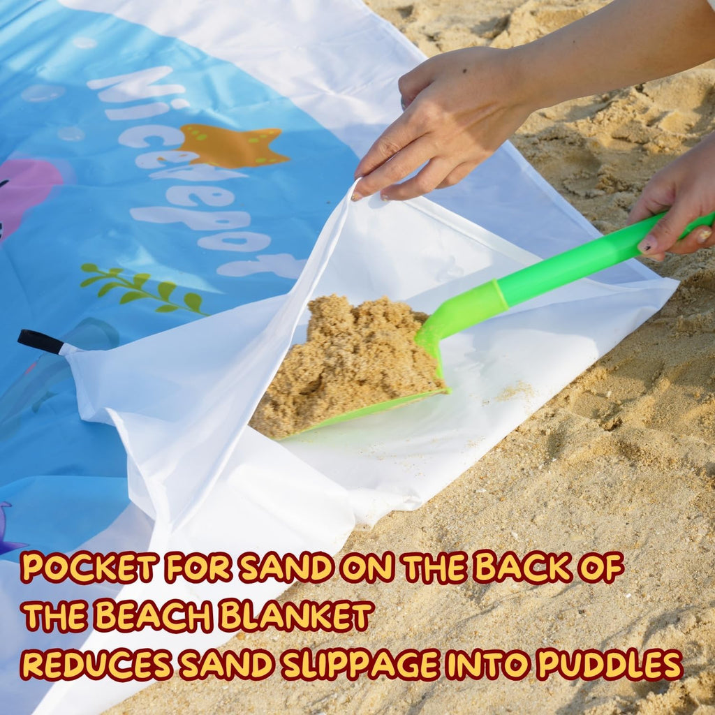 Pink Waterproof Beach Baby Pool Kiddie Pool for Toddlers Beach Blanket Paddling Pool-Beach Toys for Infant Kids Boys and Girls