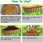 3 Pack Coco Liners for Window Planter Box - 24in 100% Natural Coconut Coir Fiber Liner Replacement for Deck Flower Box, Garden Railing Fence Trough, Wall Planter Basket, Vegetables Pot