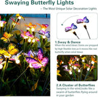 TONULAX Solar Garden Lights - Swaying Butterfly Light, Swaying in The Wind, Solar Outdoor Lights, Yard Patio Pathway Decoration, High Flexibility Iron Wire & Realistic Butterflies(8 Pack)