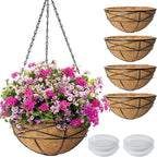4 Pack 10 Inch Hanging Planters Metal Wire Flower Baskets with Natural Coconut Liners for Outdoor Plants Round Plant Holder Planter for Garden Decor