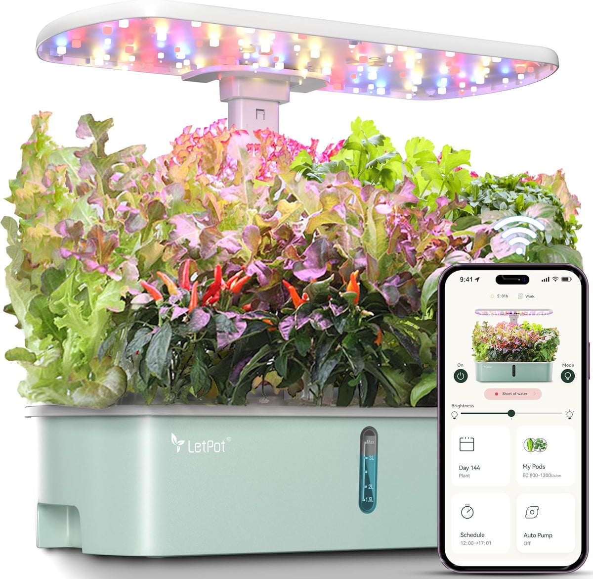 letpot lph-air hydroponics growing system kits, app &, main product view