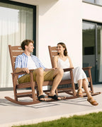 SERWALL Outdoor Rocking Chair, Oversized Rocking Chair with Footrest for Adults, HDPE All Weather Resistant Rocking Chairs for Patio, 350lbs Weight Capacity, Brown