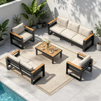 aluminum outdoor patio furniture, 5 piece 7-seat conversation, main product view