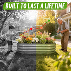 Galvanized Raised Garden Bed, 4x2x1 FT Thickening Planter Boxes Outdoor, Raised Beds for Gardening, Easy Assembly Large Garden Bed for Vegetables, Fruits, Flowers (2-Pack)