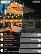 Brightever 100FT Outdoor String Lights with Remote, Dimmable LED Patio Lights with 32 ST38 Shatterproof Vintage Bulbs, 2700K Warm White 3 Modes 2 Timer Outside Light for Yard, Deck, Cafe, White