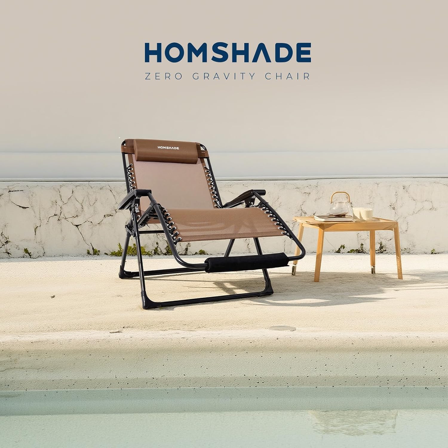 33 Inch XXL Oversized Zero Gravity Chair, Support 500 LBS, Brown | Heavy Duty Zero Gravity Lounge Chair Outdoor, Indoor Recliner Chairs w/Removable Cushion, Footrest, Headrest & Cup Holder