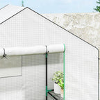 outsunny walk-in greenhouse with 3 tier 4 shelves, view 9