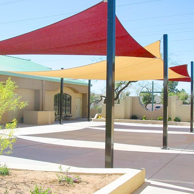 E&K Sunrise 10' x 10' x 10' Sun Shade Sail Triangle Canopy Shade Cover UV Block for Patio Backyard Garden Outdoor (Red)