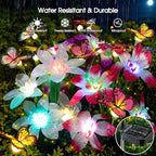 Garpar Solar Lights Outdoor Decorative, Upgraded 4 Pack Flowers with 16 Color Changing Lilies and 12 Butterflies, Brighter Waterproof Garden Decor for Yard Lawn Pathway, Gift for Mom Women Grandma
