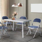 VINGLI 8 Pack Folding Chairs with Padded Seats, Metal Frame with Pu Leather Seat & Back, Capacity 350 lbs, Blue