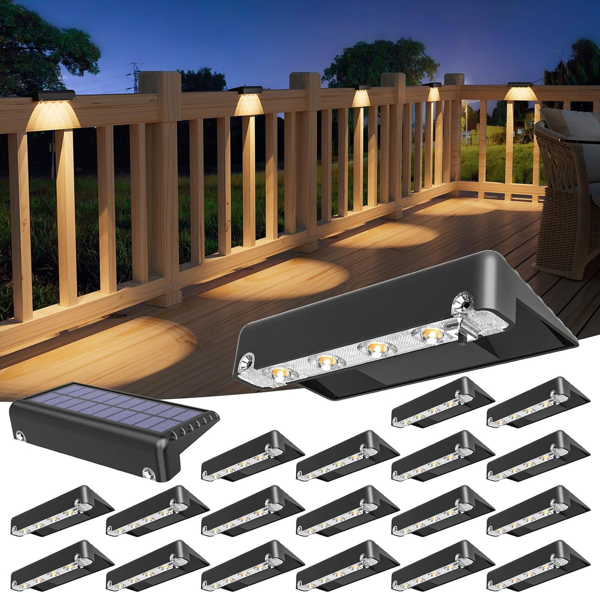 volisun solar deck lights 20 pack, warm white, main product view