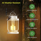 Solar Lantern Outdoor & Indoor Use – Hanging Solar Lights with Realistic Flickering Flameless Candle, Weatherproof for Gardens, Patios, Trees, and Lawns (White, 1 Pack)