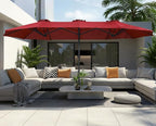 SUPERJARE 13FT Outdoor Umbrella for Patio, Double sided Pool Umbrellas with Fade Resistant Canopy, Large Table Umbrella for Deck, Market, Backyard - Burgundy