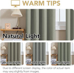 H.VERSAILTEX Linen Curtains 100% Blackout Curtains for Bedroom 45 inch Long Full Light Blocking Nature Linen Blended Window Curtains for Living Room Nickel Grommet (2 Panels, Heathered Dried Sage)