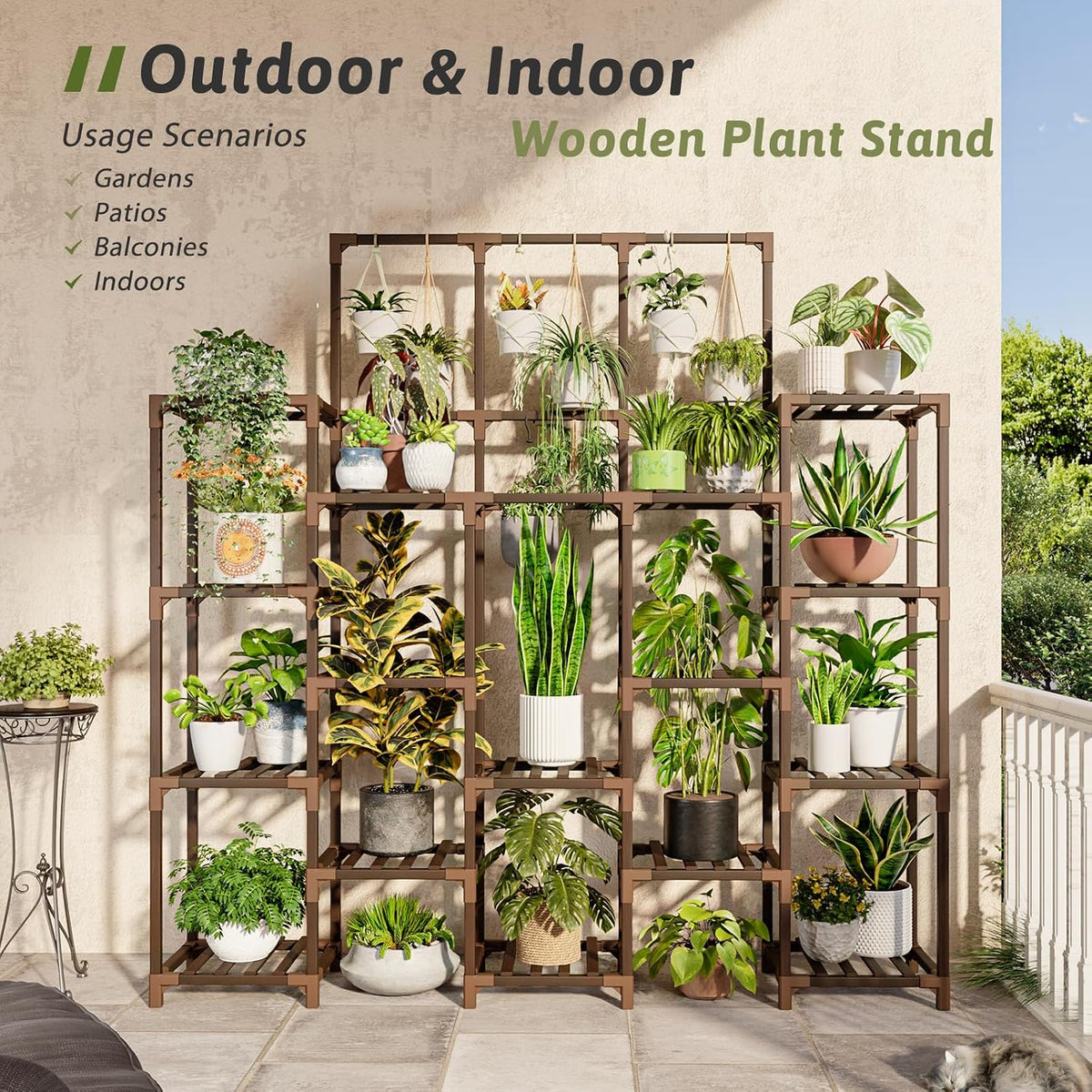gentingbro plant stand indoor outdoor 63" tall plant, close-up detail