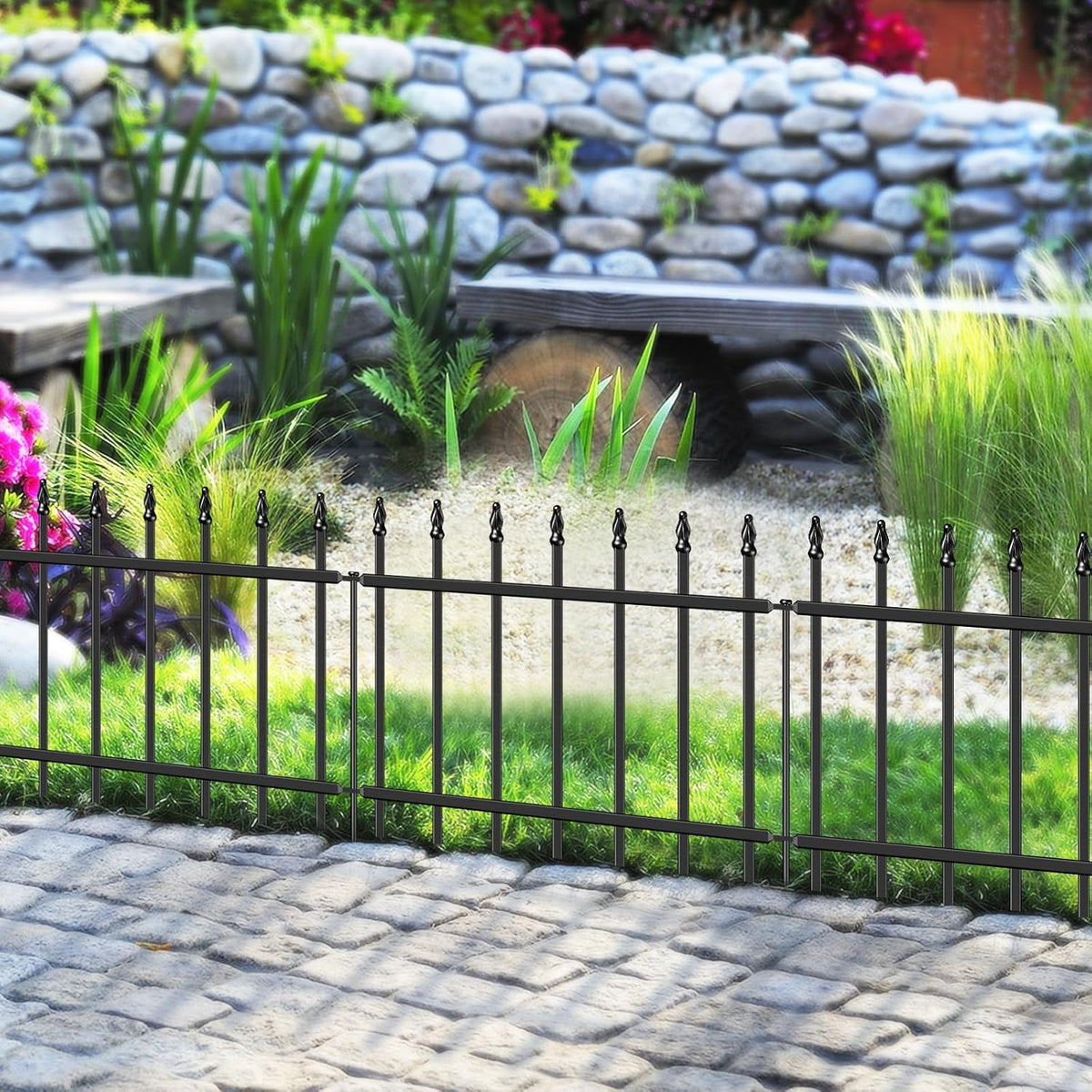 decorative metal garden fence 18" x 10', small, main product view