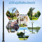 Street Light Pole 10 Ft, Outdoor Adjustable Metal Street Lamp Post for Solar Lights, Heavy Duty Exterior Lighting Pole with Rebar Cage for Backyard, Parking Lot, Patio