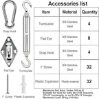 yofit Shade Sail Hardware Kit 5 inch for Triangle Rectangle Sun Shade Sail Installation, 304 Grade Stainless for Garden Outdoors, 80 Pcs