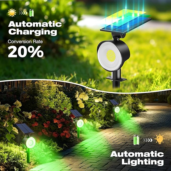 nipify 4 Pack Solar Lights Outdoor Waterproof, 53 LED Solar Spot Lights with 3 Modes Landscape Spotlights for Outside Garden Yard Trees