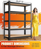 AOARGG Set of 2 Garage Shelving Heavy Duty Storage Shelves, Metal Adjustable Shelving Unit, Utility Garage Organizer Shelf for Basement, Pantry, Kitchen, Warehouse, 19.7" Dx45.6 Wx78 H, Black