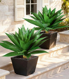Ivydale Fake Plants 18 Inch Agave Artificial Plants Outdoor 2 PCS for Outside Decoration, Faux Greenery UV Resistant Artificial Outdoor Plants for Front Door Porch Planter Urn Patio Garden Yard(Green)
