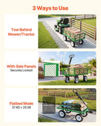 vevor 900 lbs steel garden cart, 2 in showing dimensions