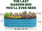 Plant & Plot Galvanized Raised Garden Beds Outdoor // 4×2×1 ft Planter Raised Beds for Gardening, Vegetables, Flowers (Teal) // Large Metal Garden Box