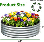 3PCS 4x4x1FT Galvanized Raised Garden Bed Kit,Vegetable Boxes-Round Metal Flower Box,Large Planter Raised Beds Outdoor Garden for Planting,Fruit,Herb-Silver