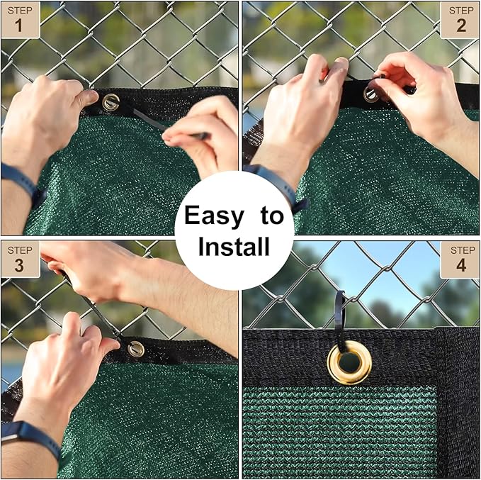 UPGRADE Privacy Fence Screen 8'x3' Dark Green Outdoor 90% Visibility Blockage 170 GSM Mesh Shade Cover Panels for Backyard,Balcony,Home Decoration with Zip Ties,Customized Avaliable