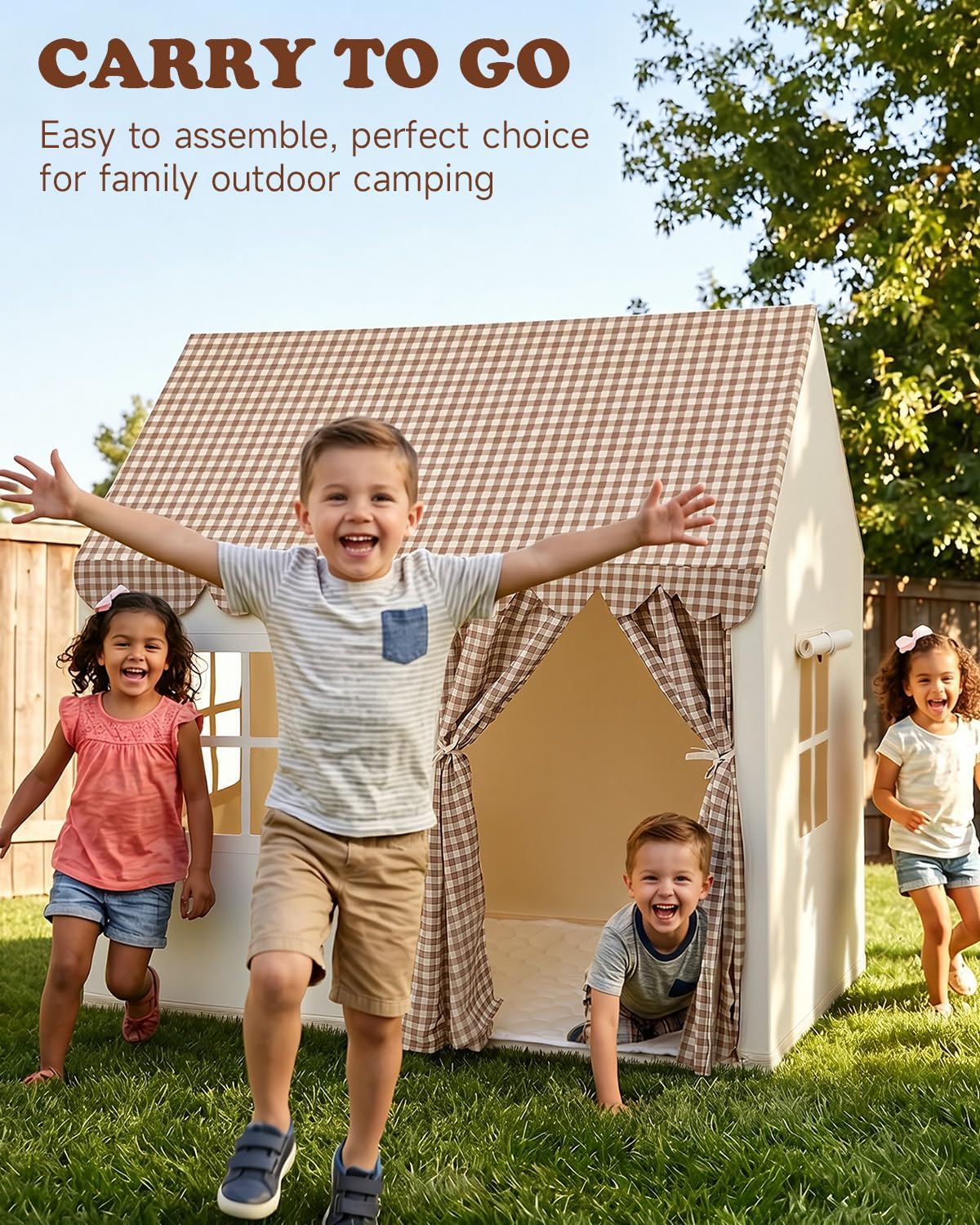 swehouse play tent indoor outdoor boy girl play, side view