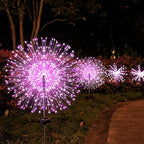 JJGoo Solar Firework Lights, 2 Pack 150 LEDs 2 Lighting Modes Solar Lights Outdoor Waterproof for Garden Patio Walkway Pathway Party Wedding Christmas Decorative - Pink