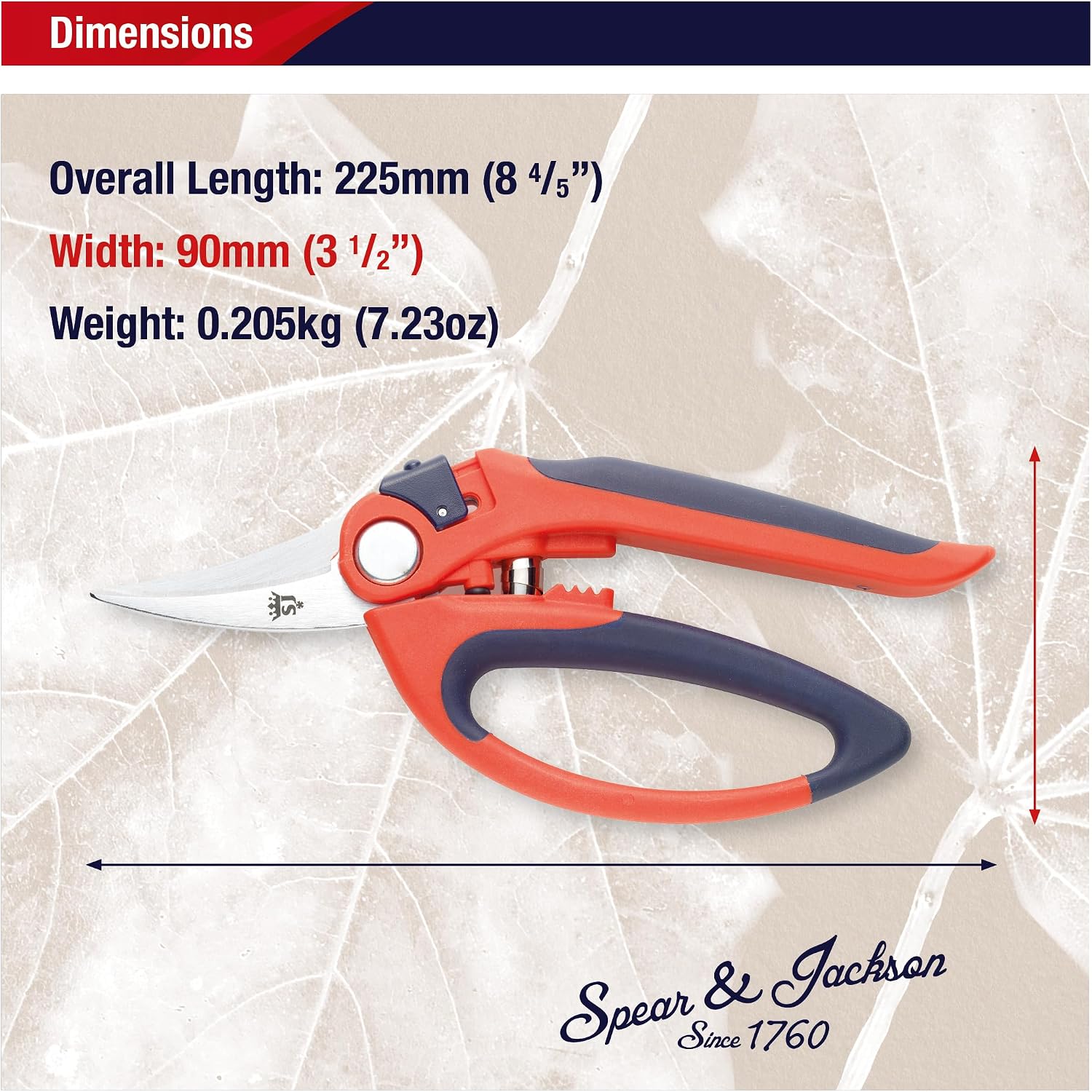Spear & Jackson 6061GPS Razorsharp Loop Handled General Purpose Garden Snips with Carbon Steel Blades, Ergonomic Soft Grip Handle, Safety Lock & Stem Crusher