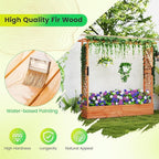 Giantex Set of 2 Raised Garden Bed with Trellis & Hanging Roof, Wood Planter Box with Bottom and Drainage Holes, Freestanding Garden Planter for Flower Vegetable Fruit Herb Climbing Vines, 77"x17"x72"