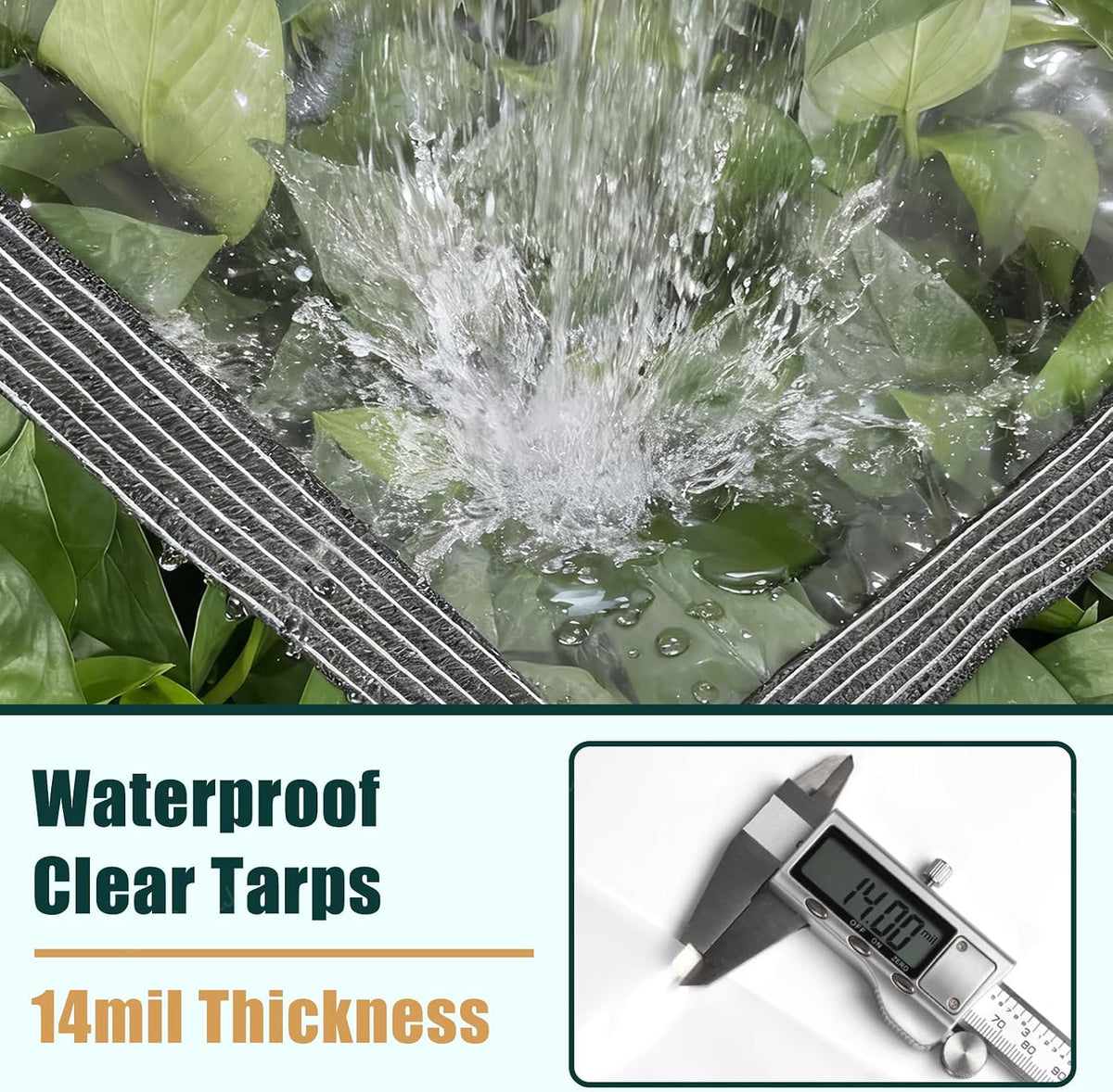 clear tarp with grommets 8x12 ft heavy duty, side view