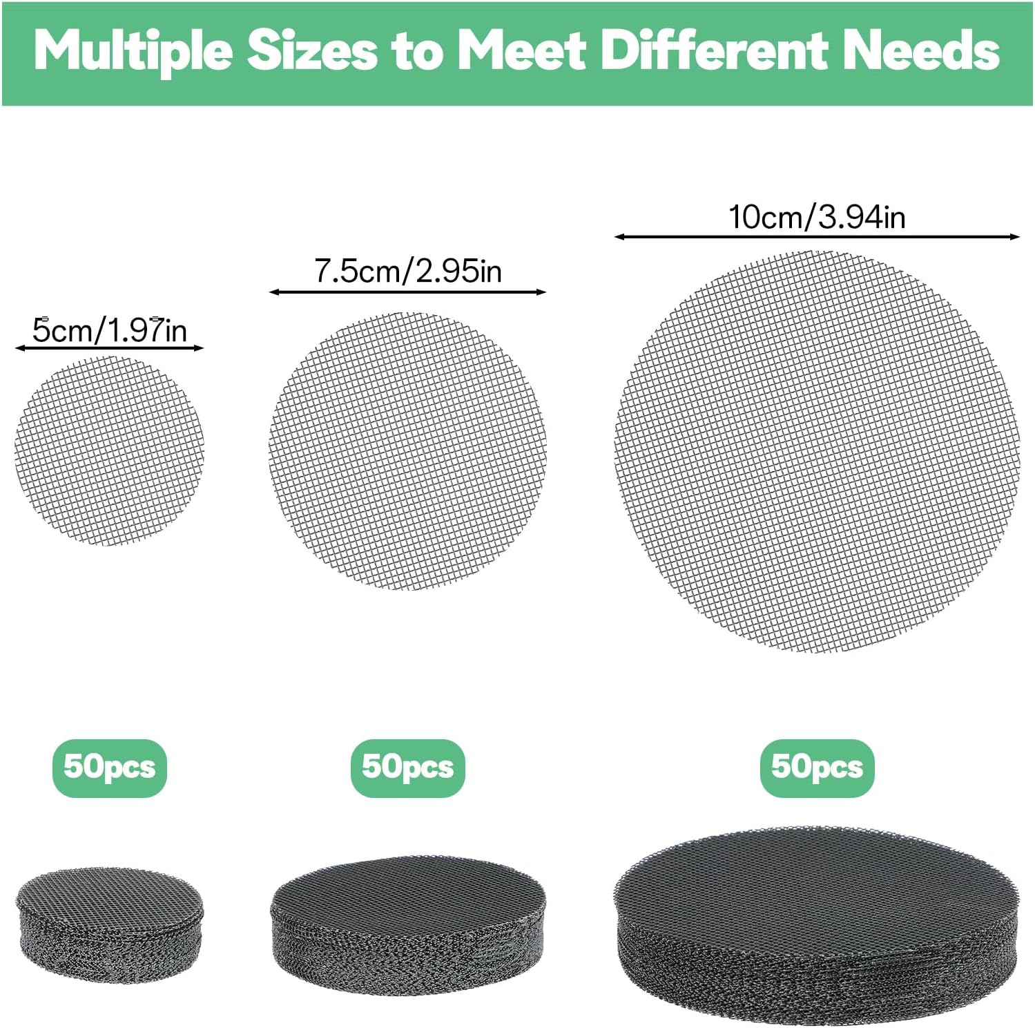 150 Mesh for Plant Plant Hole Mesh Pads Drainage Screen Plastic Round Flower Hole MeshScreen Cover Pad 2 3 4 Inch Assorted SizesMesh Preventing Soil Leakage