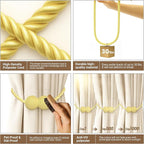 Hion Magnetic Curtain Tiebacks Golden 4 Pack, Curtain Tiebacks Buckles Holdbacks Holders Hooks Clip for Home Bedroom Office Decorative Thick or Thin Curtain
