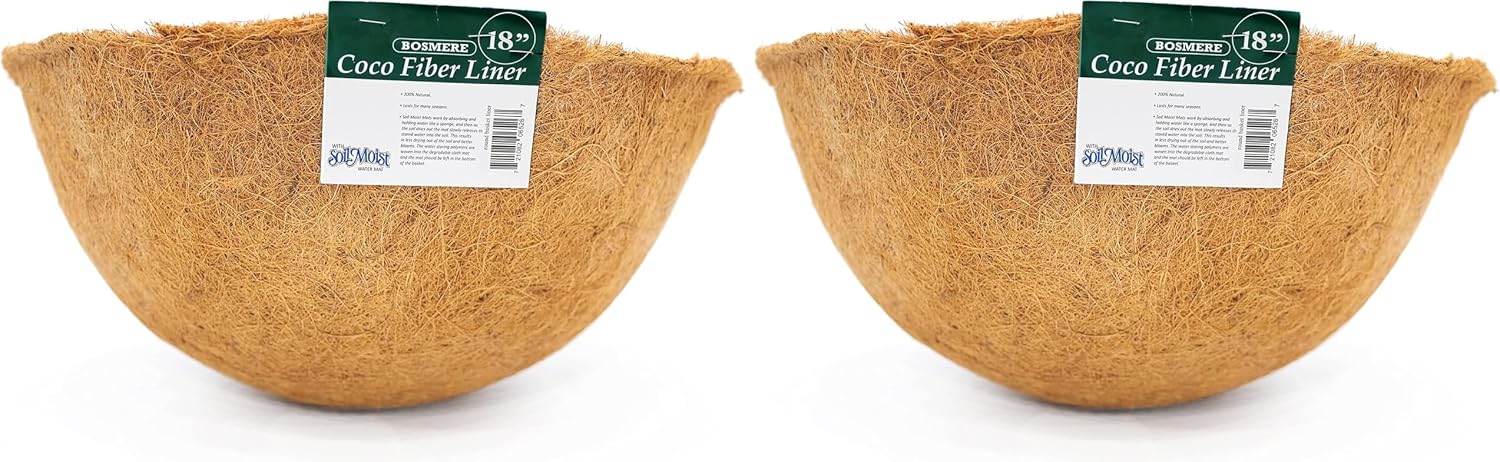 Bosmere F550 18-Inch Pre-Formed Replacement Coco Liner with Soil Moist, Brown (Pack of 2)