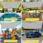 HappyTrends Sun Shade Sail,Heavy Duty UV Protection Beach Shade Canopy Wind sail,Tear and Rust Resistant Patio sail Shade for Yard Deck Lawn Garden Rectangle Sunshade(12'x 16',Grey)