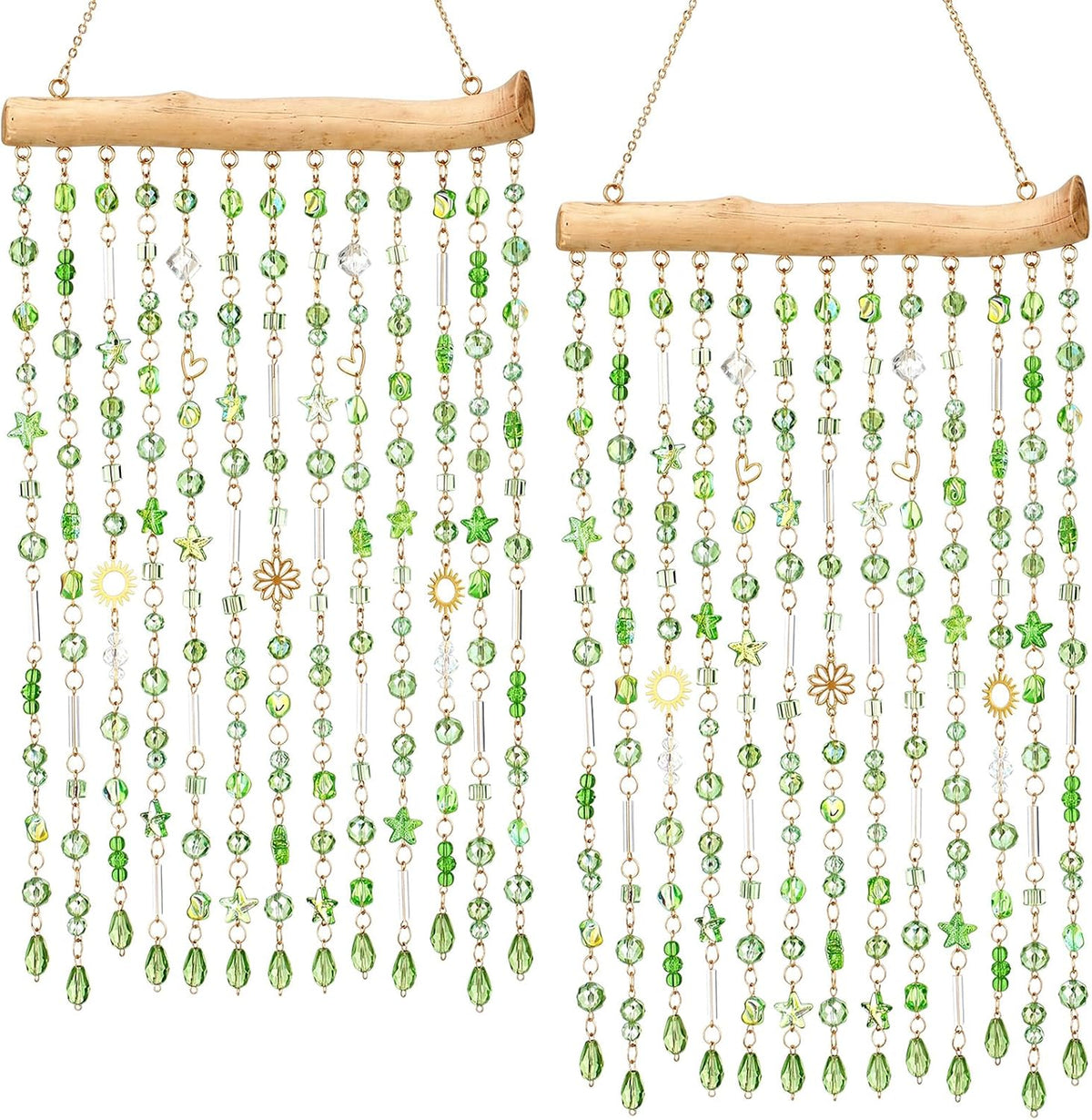 suncalla 2 pcs crystal suncatchers window hanging green shown in use