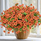 Artificial Flowers for Outdoor, UV Resistant Fake Silk Flowers, Realistic Faux Plants for Outside Indoor Porch Patio Window Box Planter Home Decor (16, Orange)