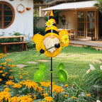 Gnome Metal Yard Art, Gnomes Garden Statue Outdoor Decor, 48 inch Gnome Decorations 360 Degrees Swivel Wind Spinner for Outdoor Patio Garden Backyard Décor - Bee