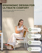 7-Piece Outdoor Dining Set, Aluminum Dining Table Set for 6, Patio Table and Chairs Set with Umbrella Hole, All Weather HDPS Outdoor Table and Chairs for 6 (White-Teak)