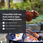 KUDU Rotisserie Kit - Stainless Steel Battery Powered Square Spit for Charcoal Grill 5/16 Inch Square Drive Spit