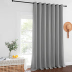 NICETOWN Blackout Sliding Door Curtain 120 inches Long, Grommet Top Thermal Insulated Extra Wide Room Divider Window Treatment for Patio/French Door, W100 x L120, 1 Panel, Silver Grey